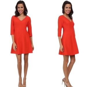NWT $328 TRINA TURK Dress Women's 4 Bright Orange Red Brand New Ponte Knit NEW